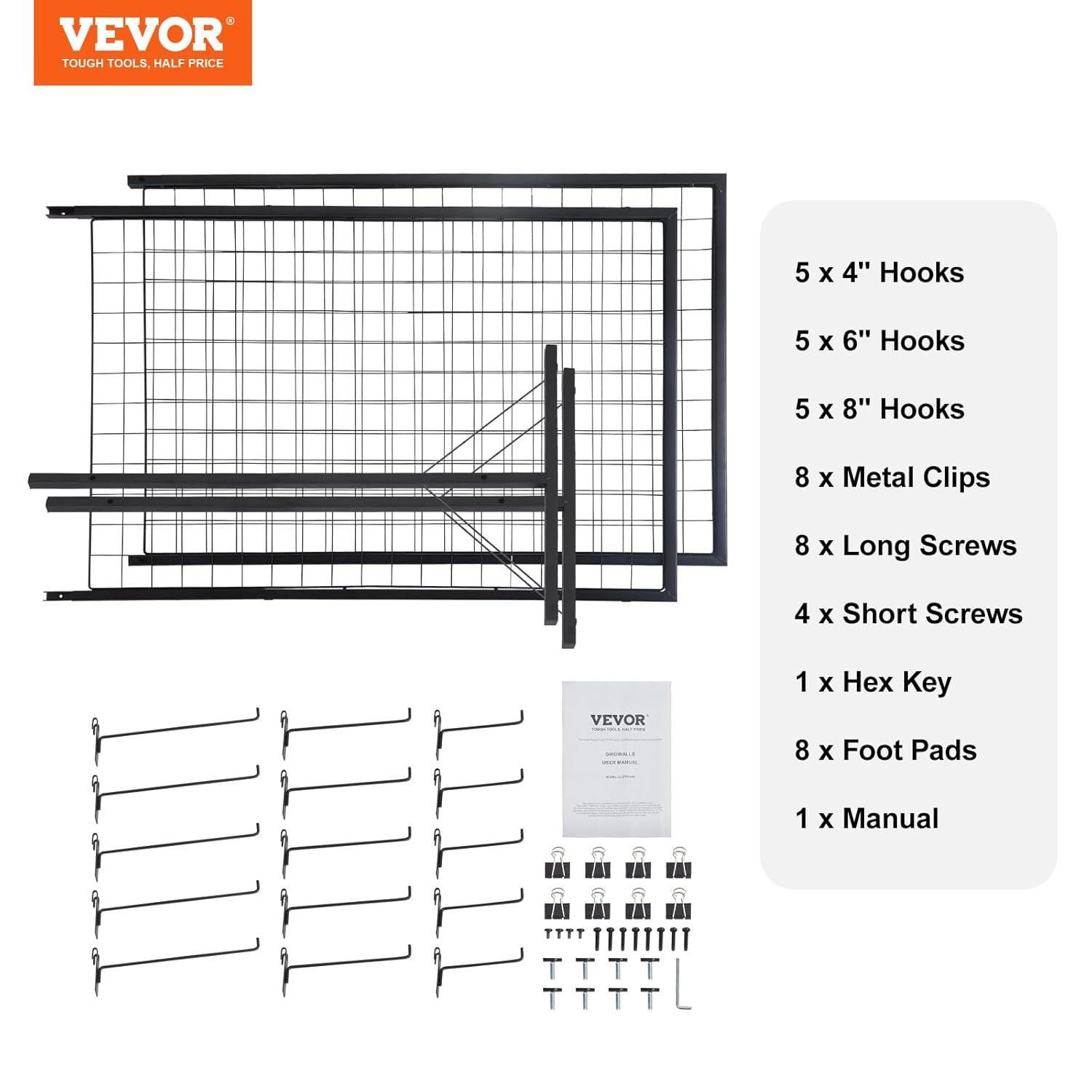 Durable 2-Packs Wire Grid Wall Panels with Hooks – Versatile Display Solution