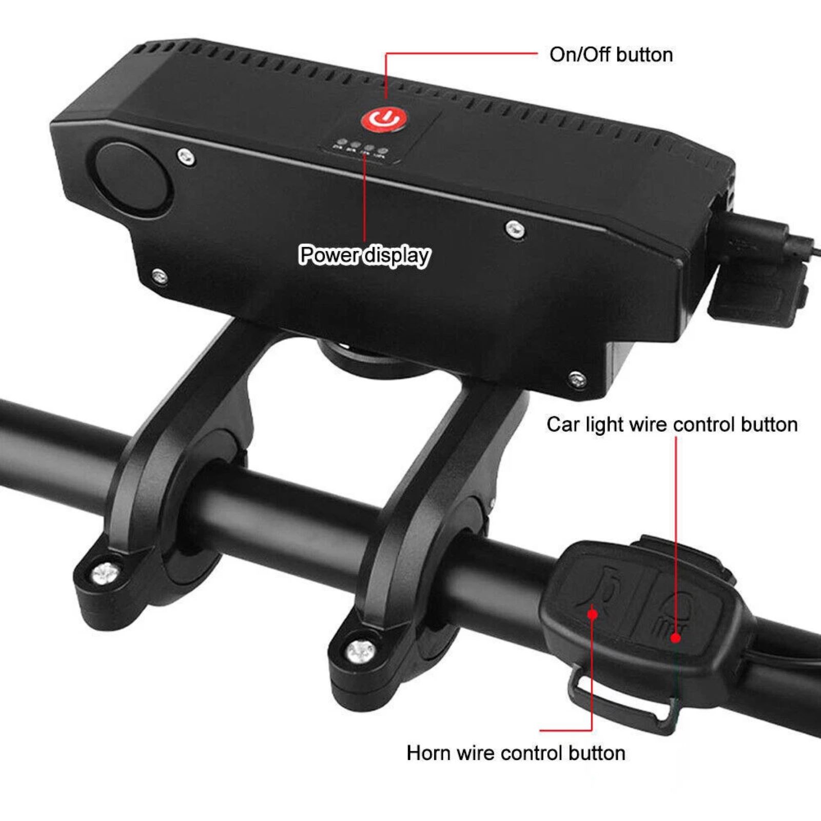 Bicycle Front Headlight LED Bike Light With 130dB High Pitched Speaker