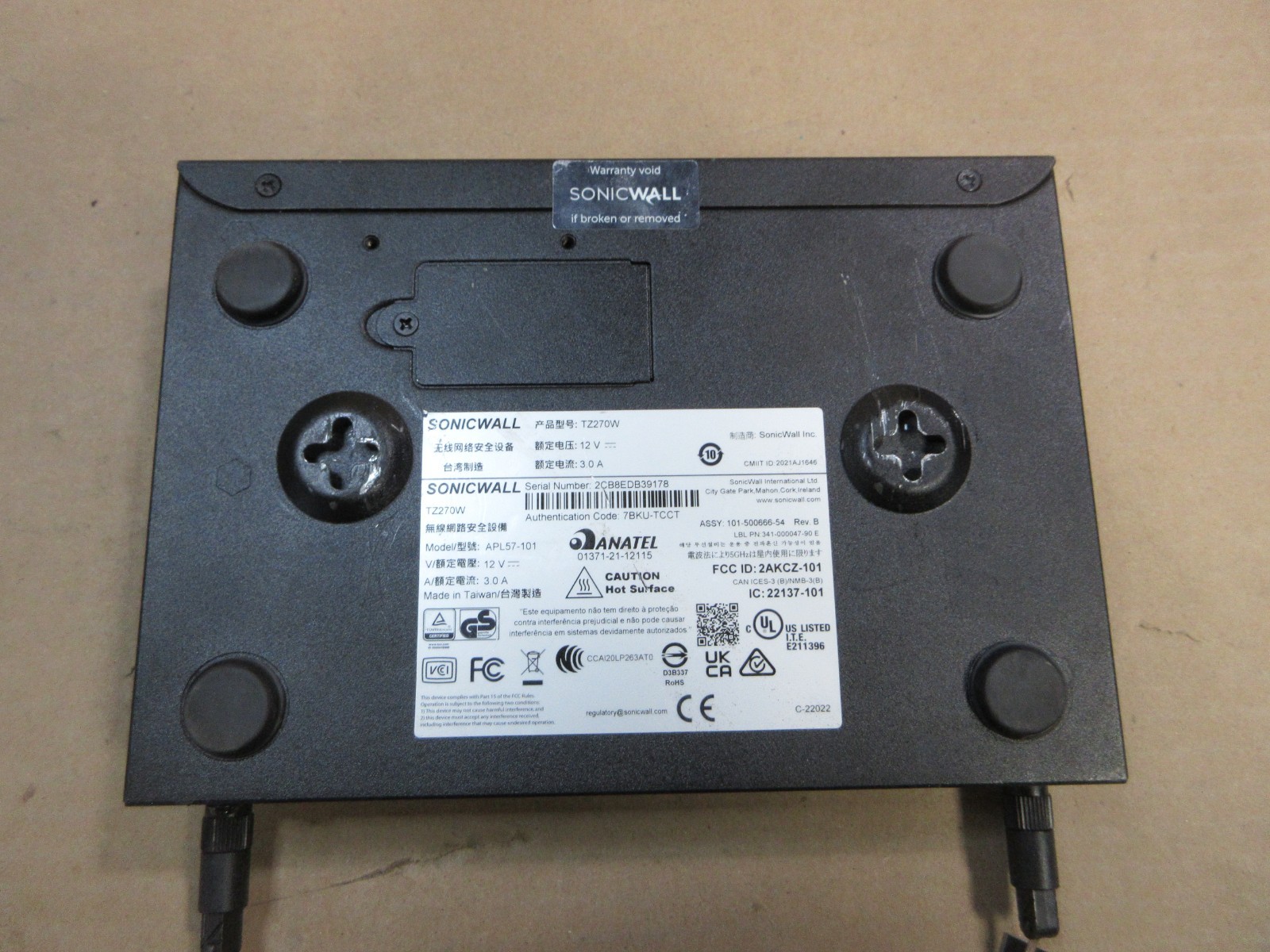 SonicWall TZ270W Firewall Appliance Network Security NO AC ADAPTER