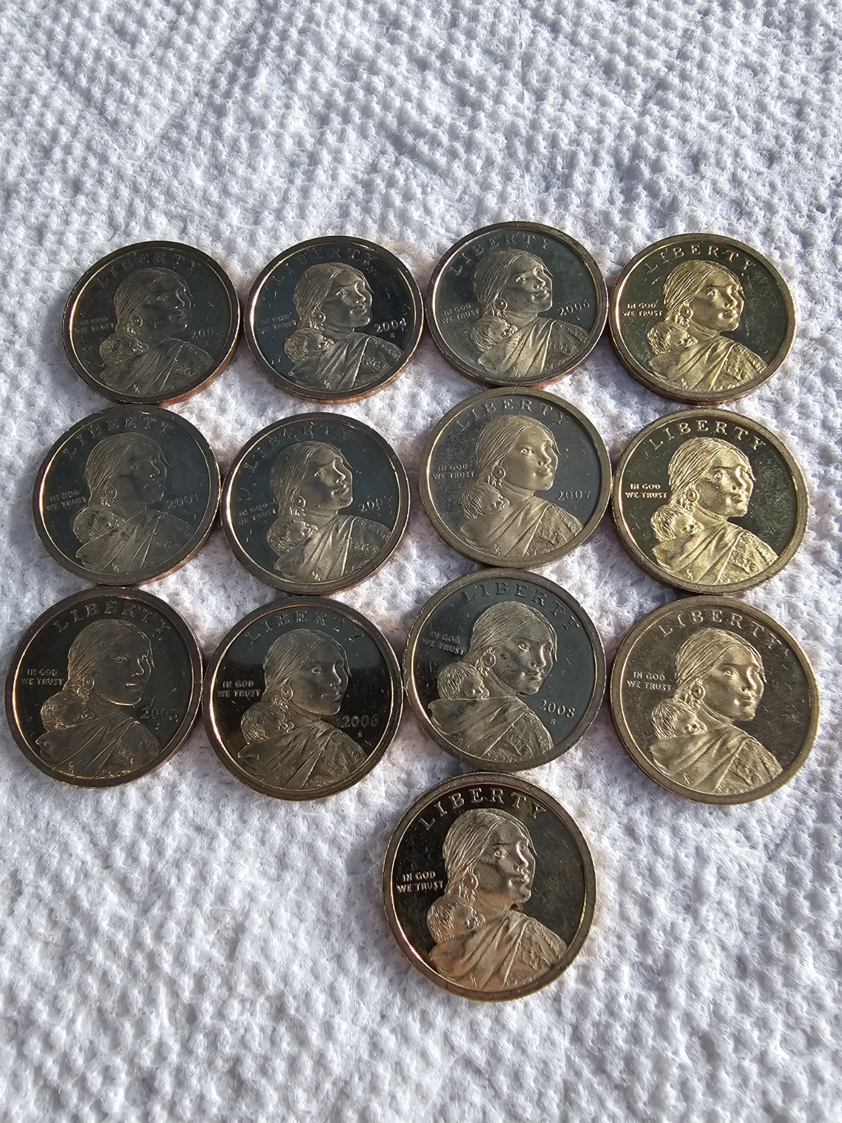 Sacagawea Proof Coins Lot Of 13, Circulated Mix Years Item #31