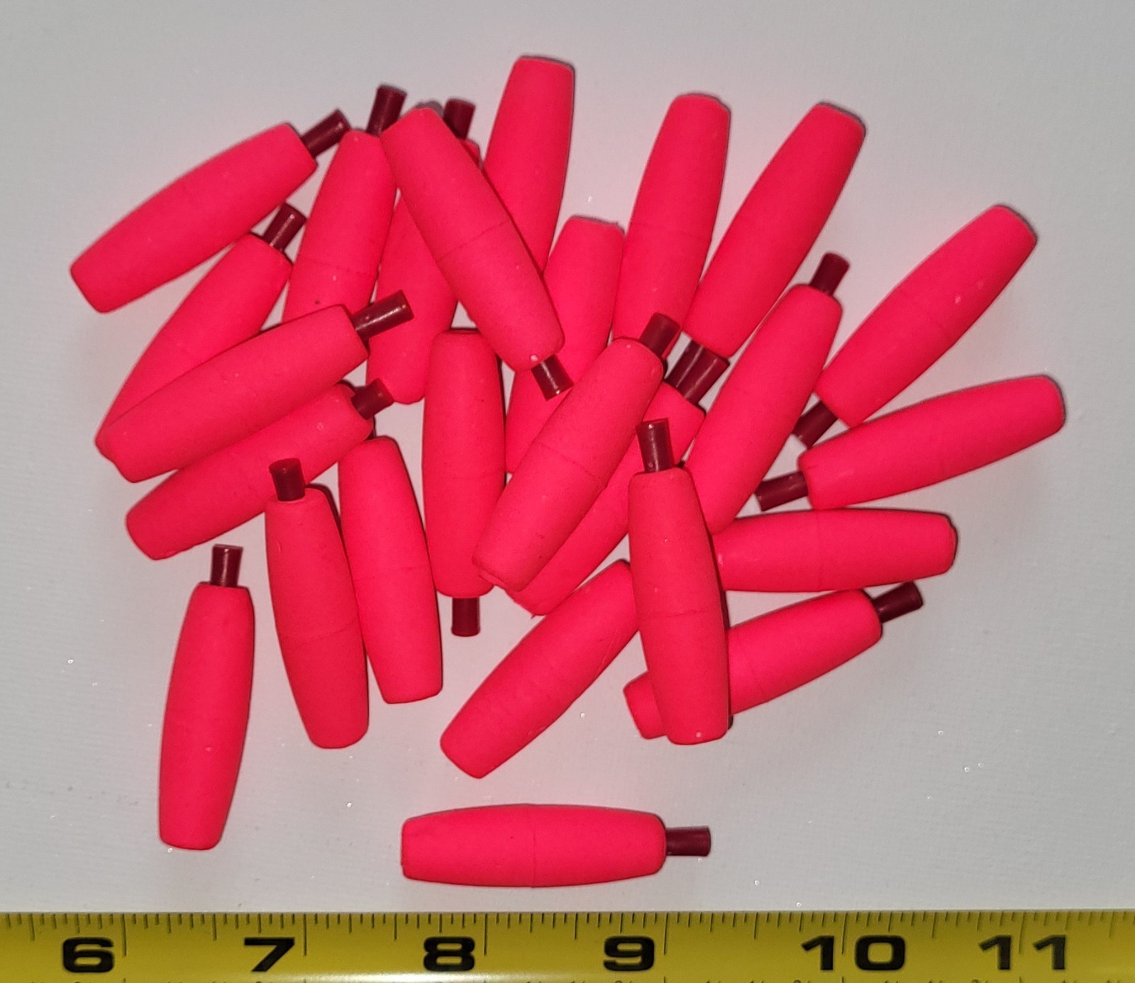 Fishing Floats 1-1/2" Bright PINK SLIM, 24 Floats, Styrofoam Pegged Cigar Shaped