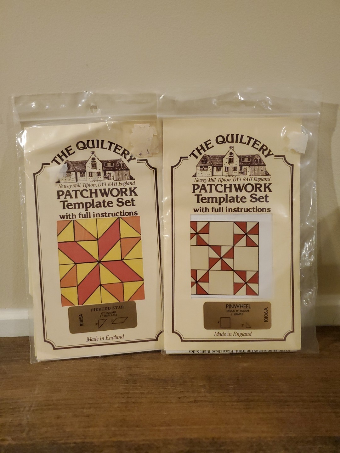 Lot Of 2 The Quiltery Patchwork Acrylic Template Set "Pinwheel", "Pierced Star"