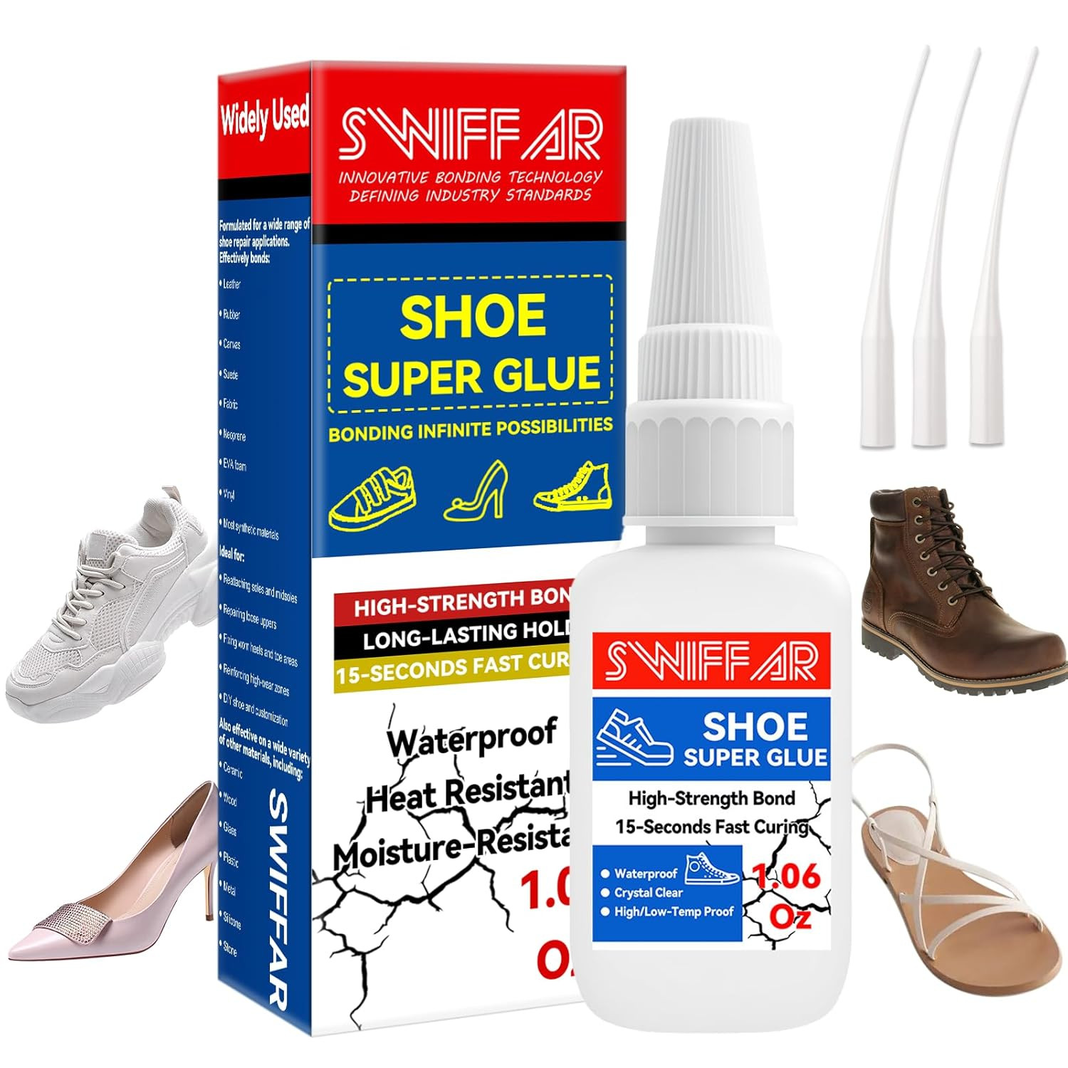 Shoe Glue, Super Clear Shoe Glue Sole Repair, Heavy Duty Repair Adhesive for Boo