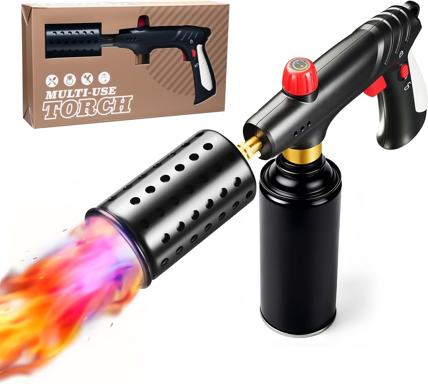 Muphop Powerful Propane Torch Gun, Flamethrower Gun with Adjustable Flame, Bl...