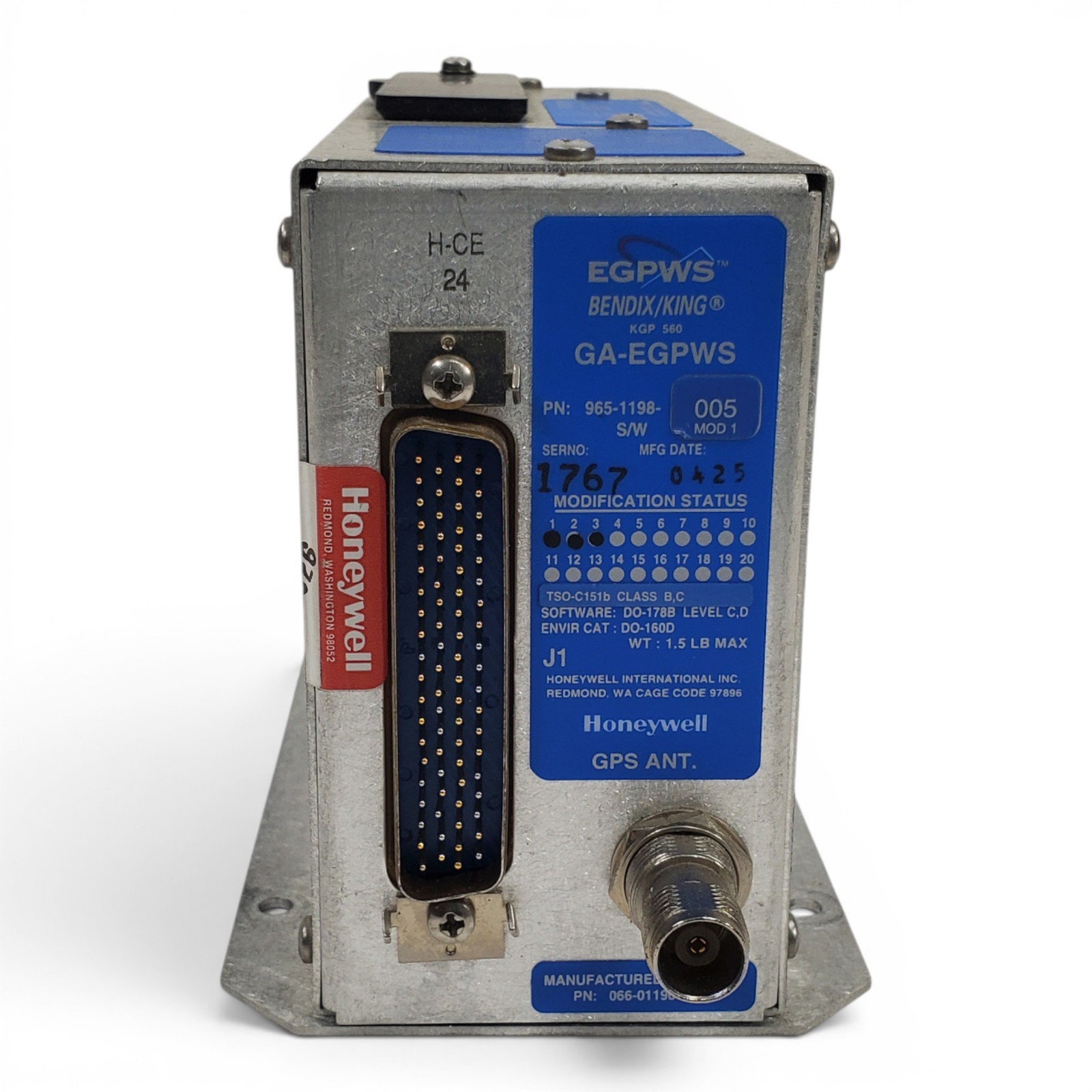 Bendix/King KGP-560 GA-EGPWS 965-1198-005 - As Removed