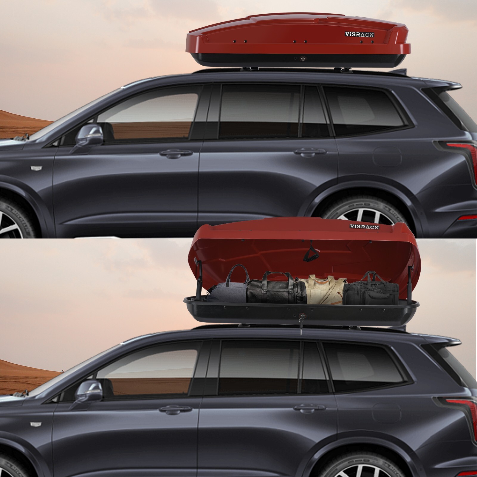 15 Cubic Feet Car Top Cargo Carrier Vehicle Roof Mount Luggage Storage Box