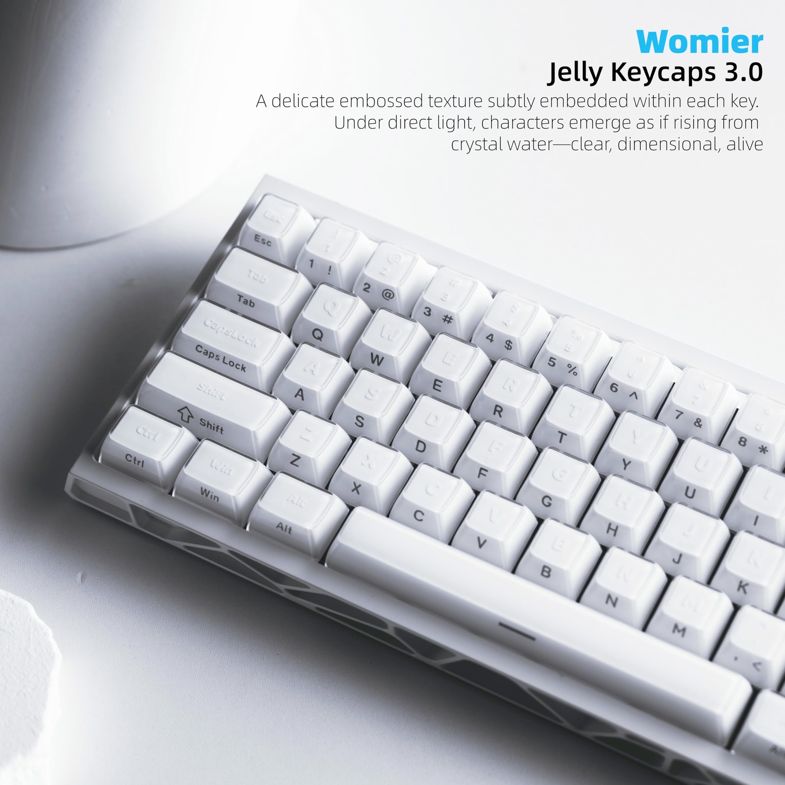 White Jelly Keycaps 3.0, Shine Through Keycaps