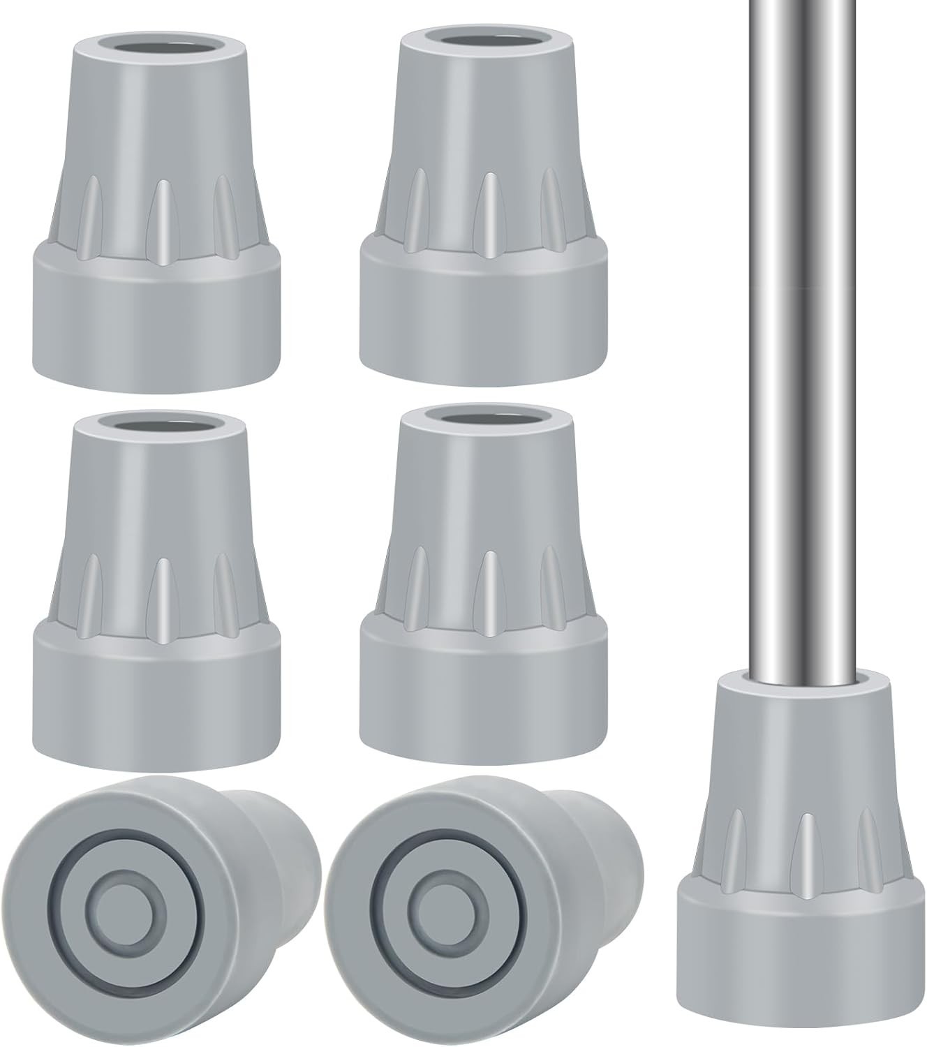6 topes de goma antideslizantes 7/8", para muletas y bastones