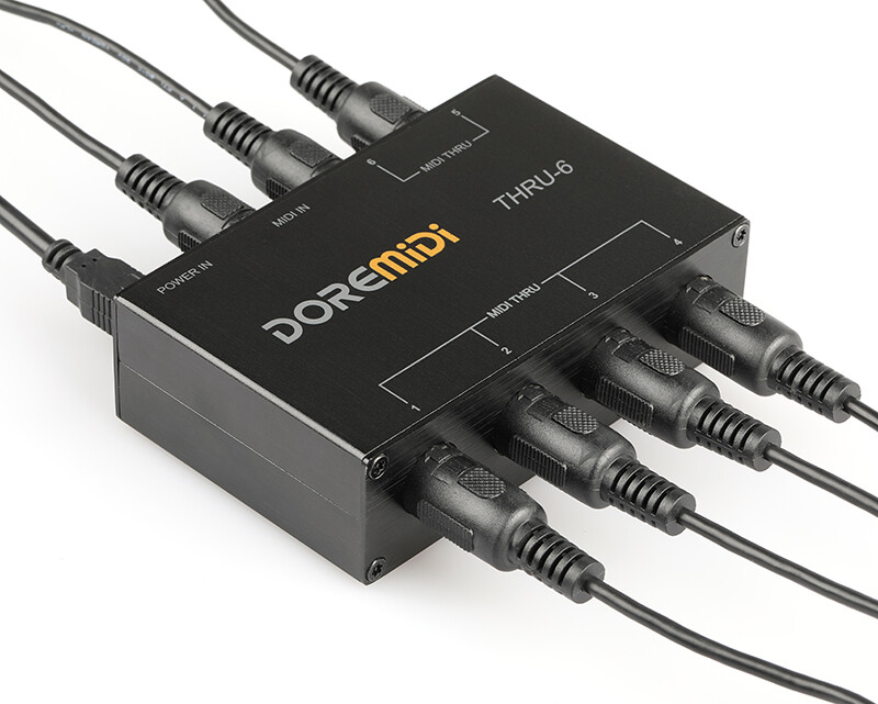 DOREMIDI THRU-6 MIDI Box 16 Channels 6 Output 1 Input 5 Pin MIDI Interface