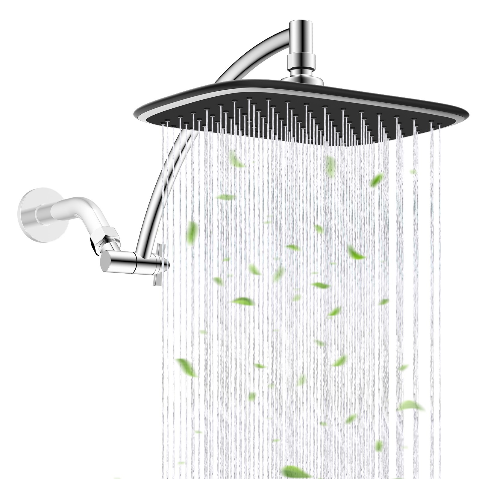 10x8 inch High Pressure Rainfall Shower Head with 12" Shower Head Extension Arm