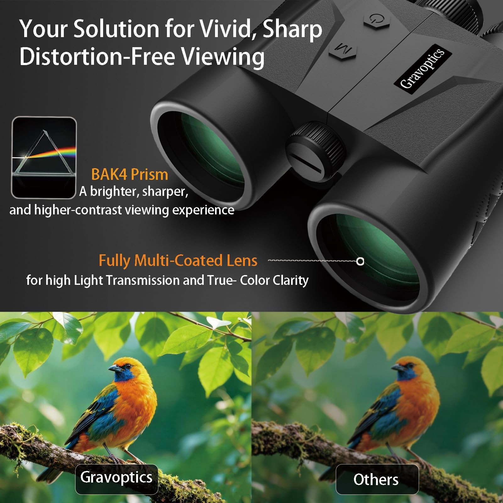 Gravoptics Rangefinder Binoculars for Hunting, 1968 Yard Long Range Laser