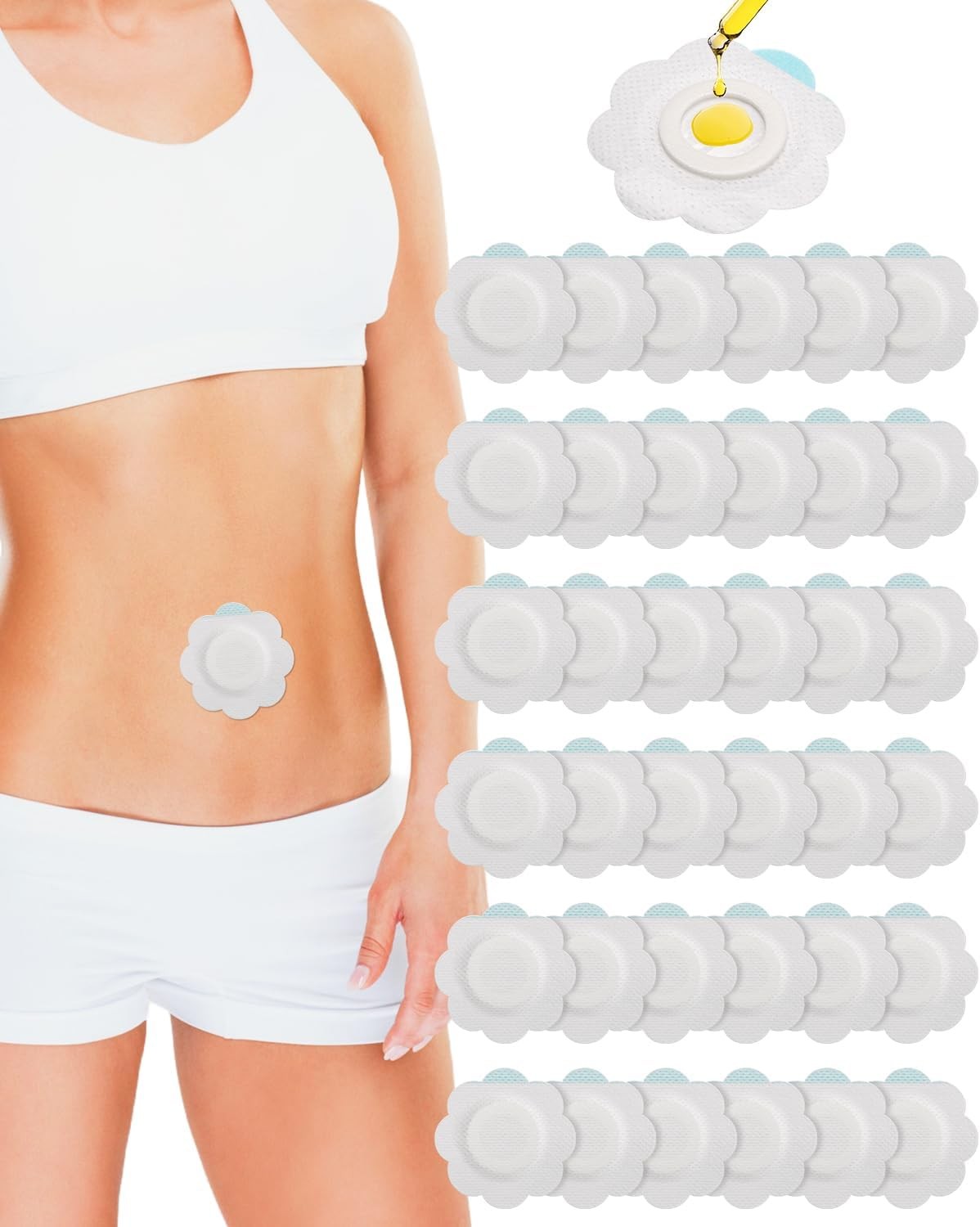 36 Pcs Disposable Castor Oil Packs Belly Button Cover Patches Self-Adhesive Cast