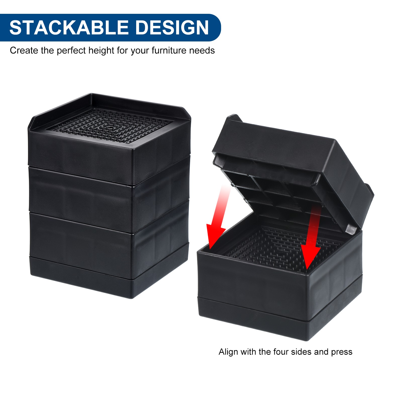 4pcs Furniture Risers 1.5 Inch Square Bed Risers Adjustable Couch Lifter Block