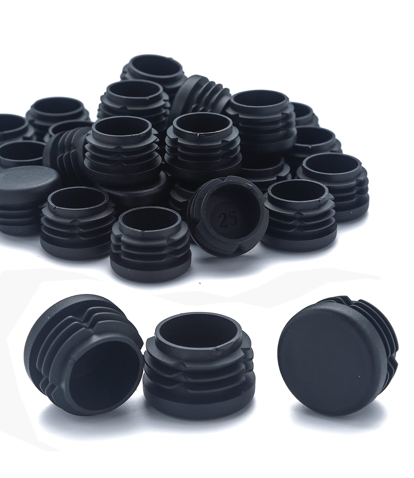 Furnigear Plastic Plugs Fit 0.78-0.82" Round Tube Inner Diameter, Black