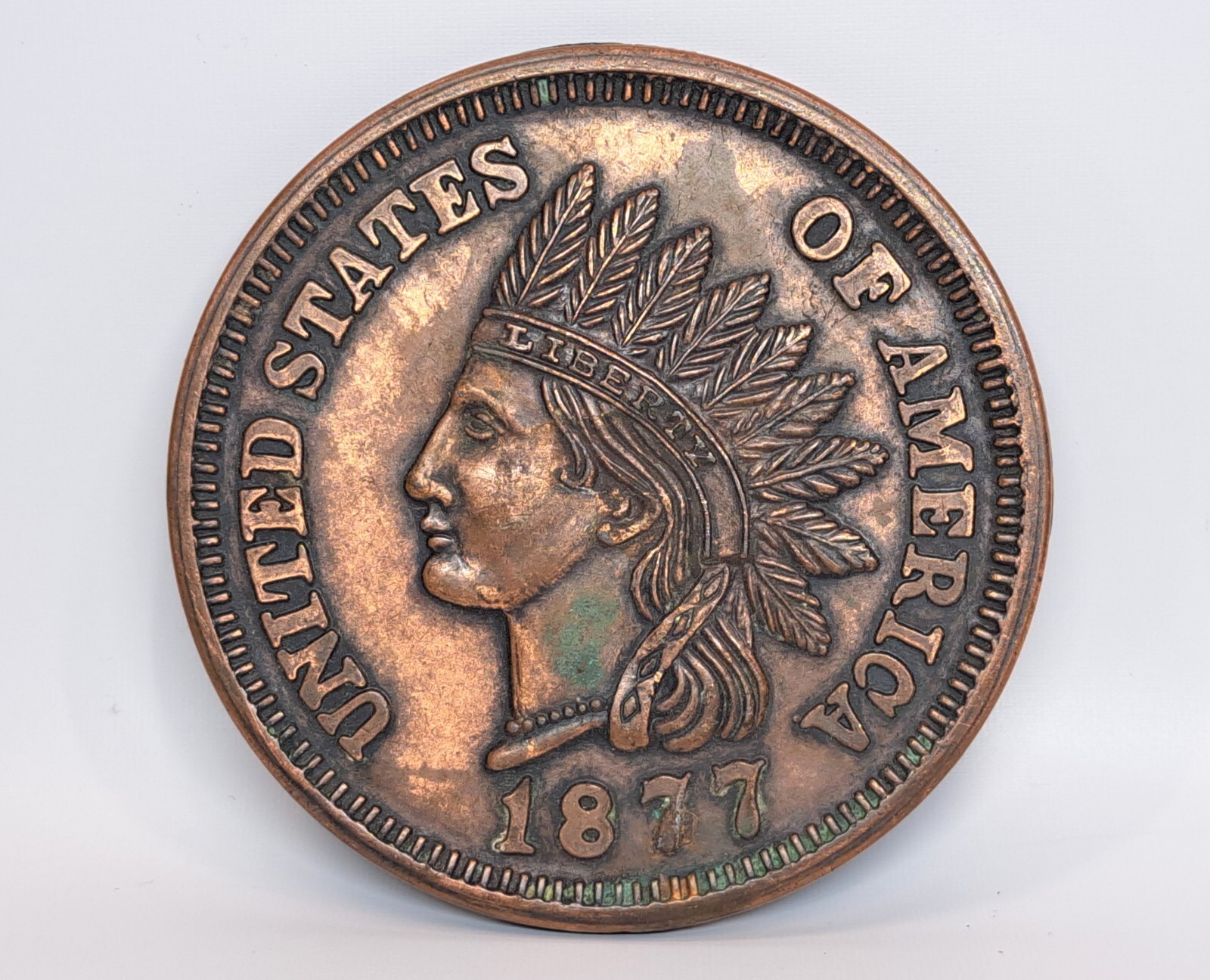LARGE 3" INDIAN HEAD ONE CENT NOVELTY PENNY COIN UNITED STATES OF AMERICA 1877