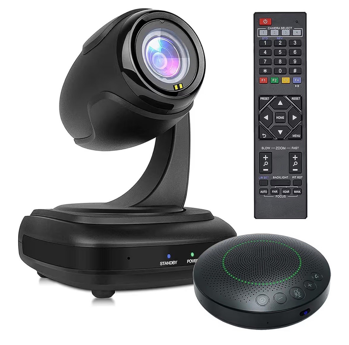 Conference Room Camera System, Wide-Angle 1080P PTZ Webcam w/ Bluetooth Speaker