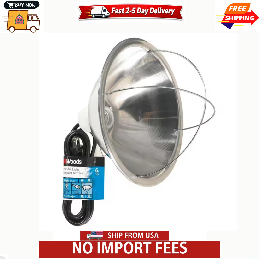 250-Watt 6 Ft. 18/2 SJTW Incandescent Brooder Work Light and Heat Lamp with 10.5