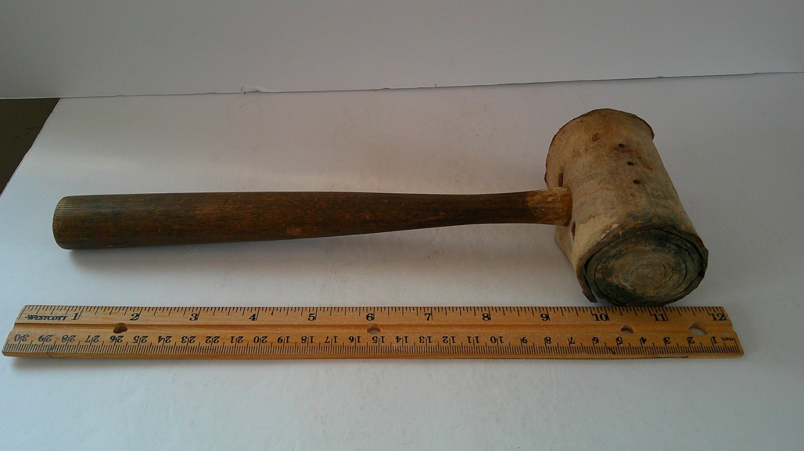 Vintage Non-Marring Rawhide Mallet Hardwood Handle