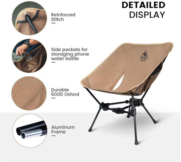 Tigerblade Camping Chair, Lightweight Folding Backpacking Hiking Chair, Compact