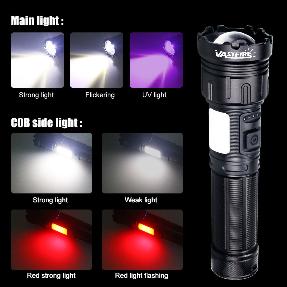 UV Flashlight LED Torch 2 in 1 White&Black Light Waterproof 395nm Light Bright