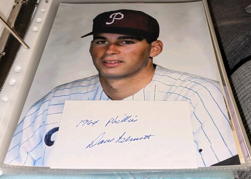 Dave Bennett Philadelphia Phillies Signed Cut With 8x10 Photo W/Our COA