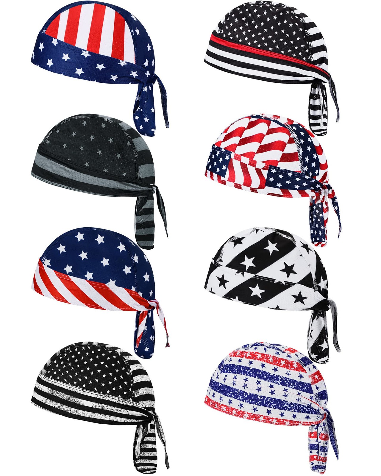 Foaincore 8 Pack Do Rag Skull Caps for Men Sweat One Size, Classic Color