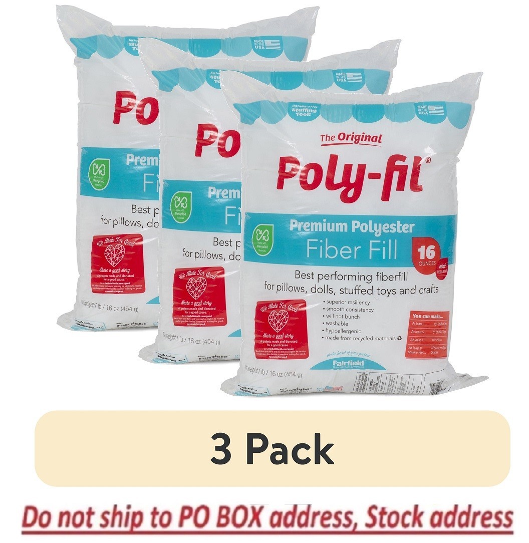 Polyfill Stuffing Polyester Fiber Pilow Stuff Fill Crafts Sewing Washable 3 PACK