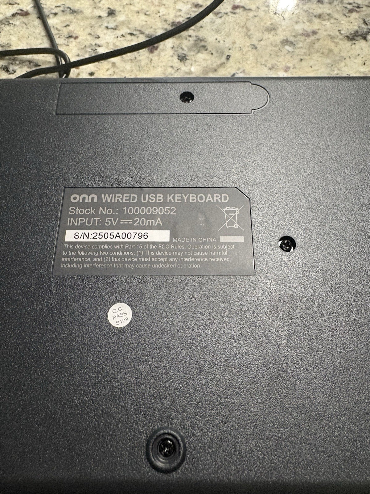 Onn Wired USB Keyboard Black #100009052 GUC
