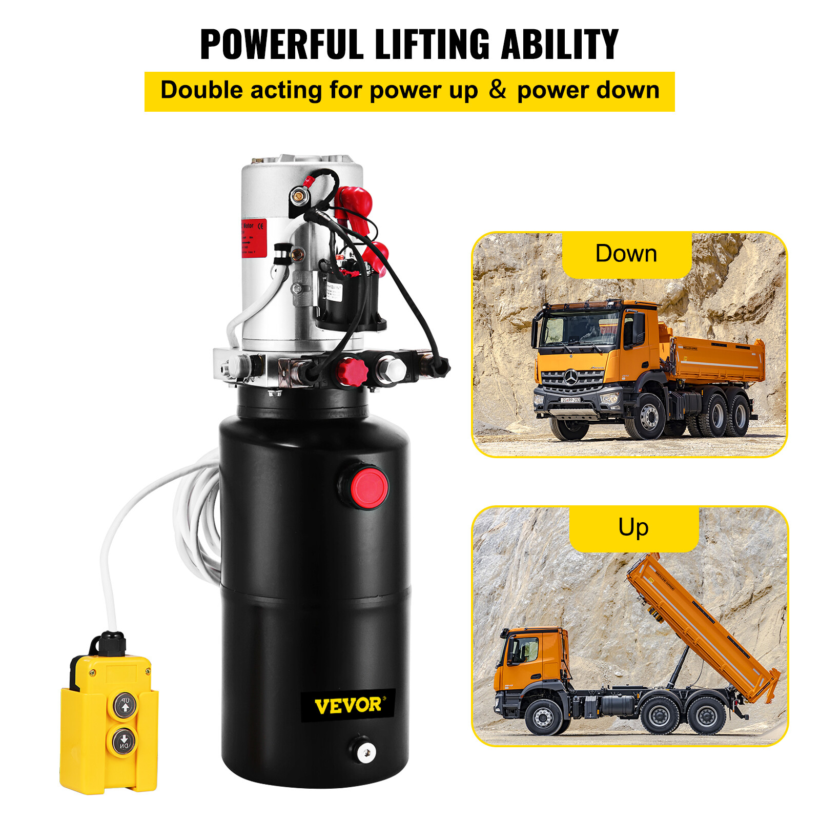 8 Quart Hydraulic Pump Double Acting 12V DC Hydraulic Power Unit Remote Control