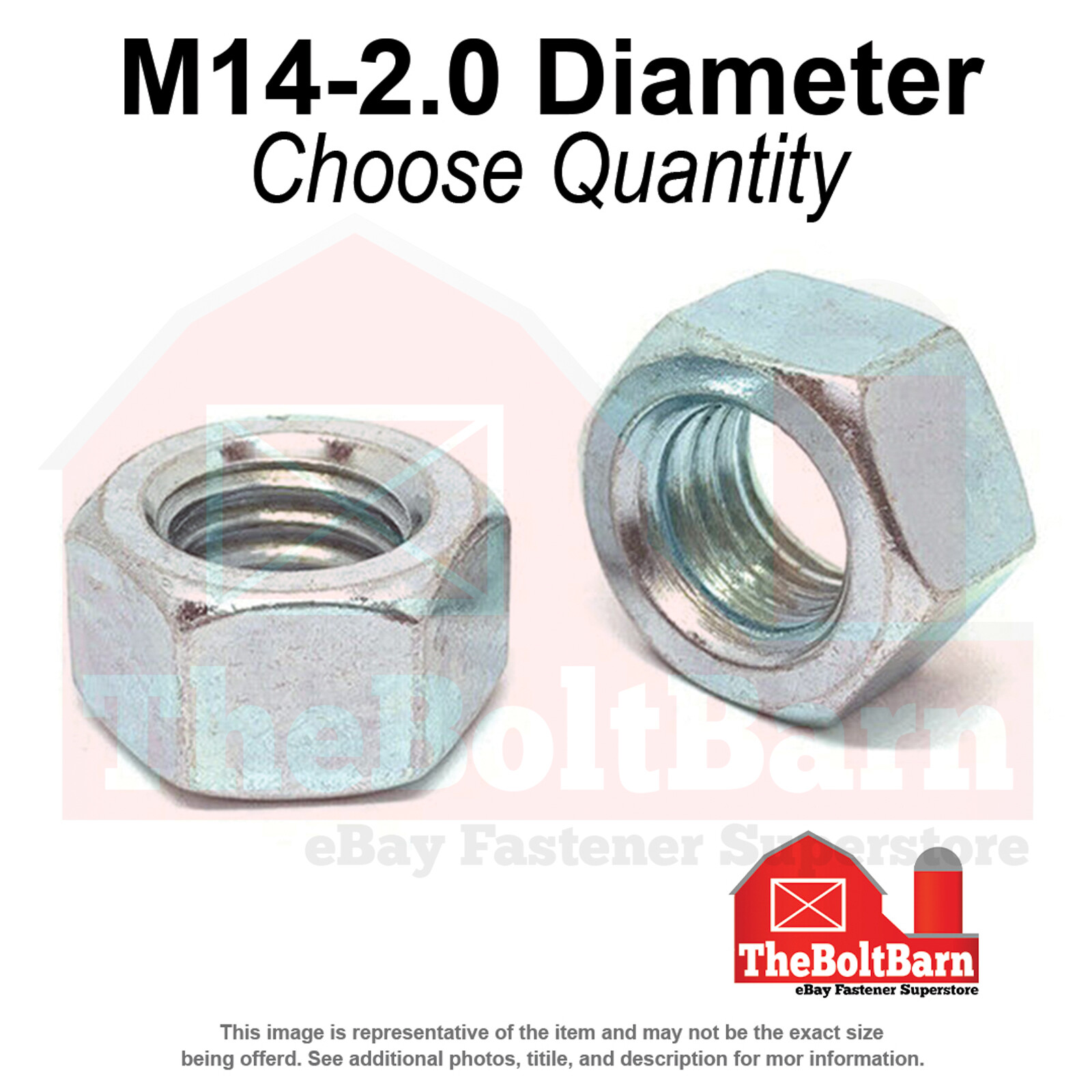 M14-2.0 Class 10 Finished Hex Nut Zinc Clear Coarse Thread (Pick Quantity)