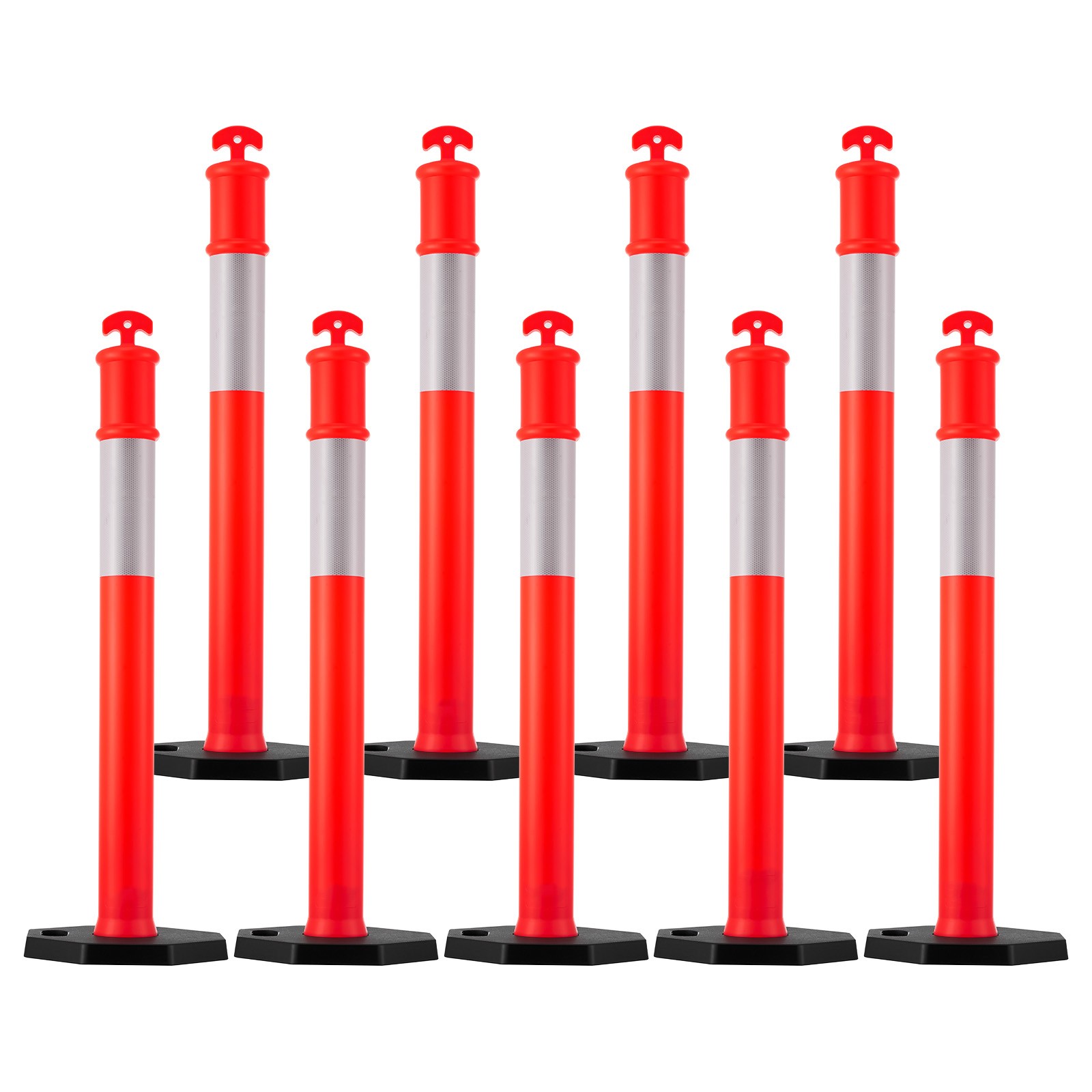 Uimoso 9 Pack Traffic Delineator Posts 45 in with Weighted Base for Safety