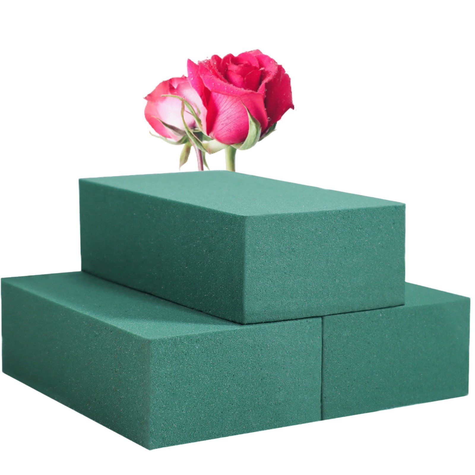 FLOFARE Pack of 3 Floral Foam Blocks Each (6"L x 3.38"W x 3, Green