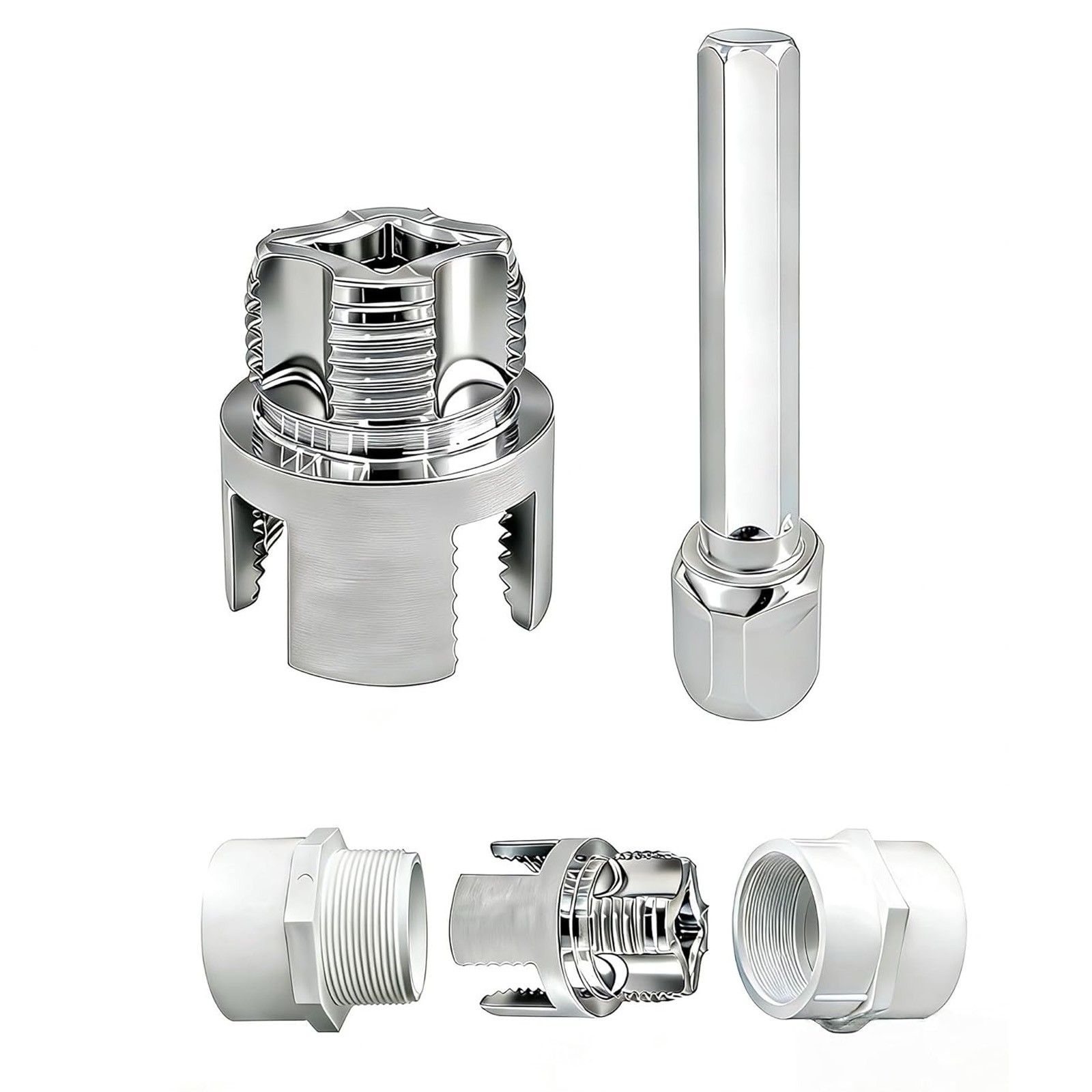 1 Inch PVC Pipe Threader Kit–Internal & External Threading Tool for Plastic Pipe