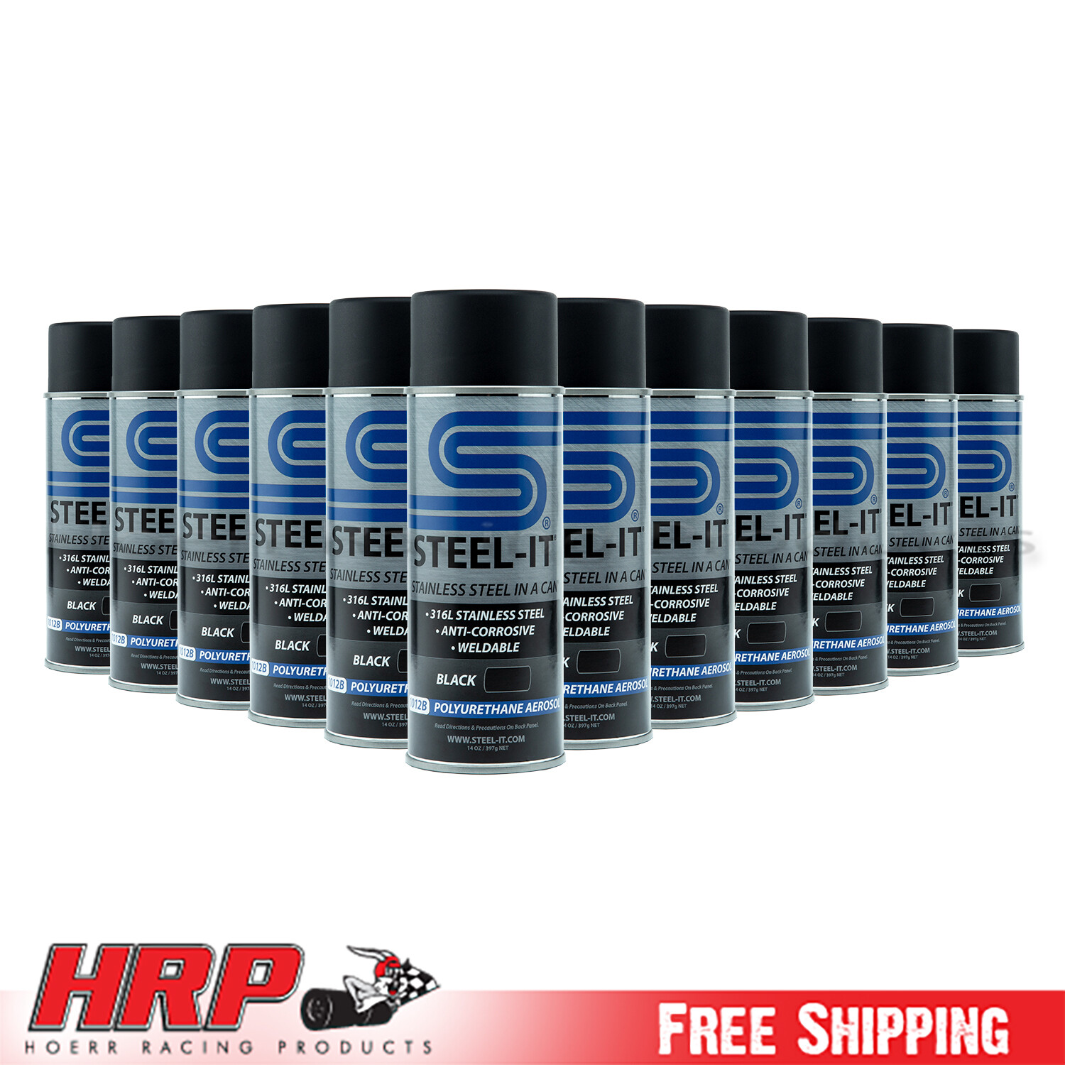 Steel-it 1012D Black Polyurethane Stainless Steel Spray 12oz Can Pack of 12