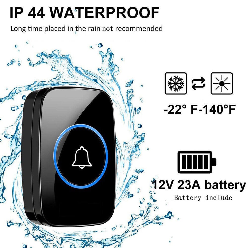Wireless Doorbell Plug-In Long Range Receiver Remote Chime Door Bell Waterproof