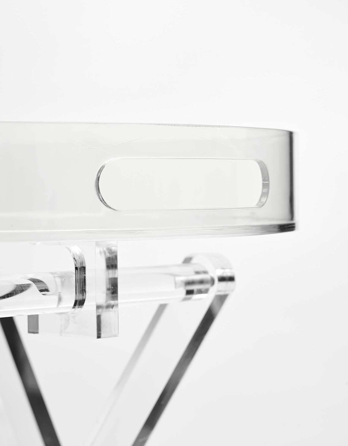 Clear Acrylic Small Folding Table,Round Tray Drink Table,For Office, Nightstand