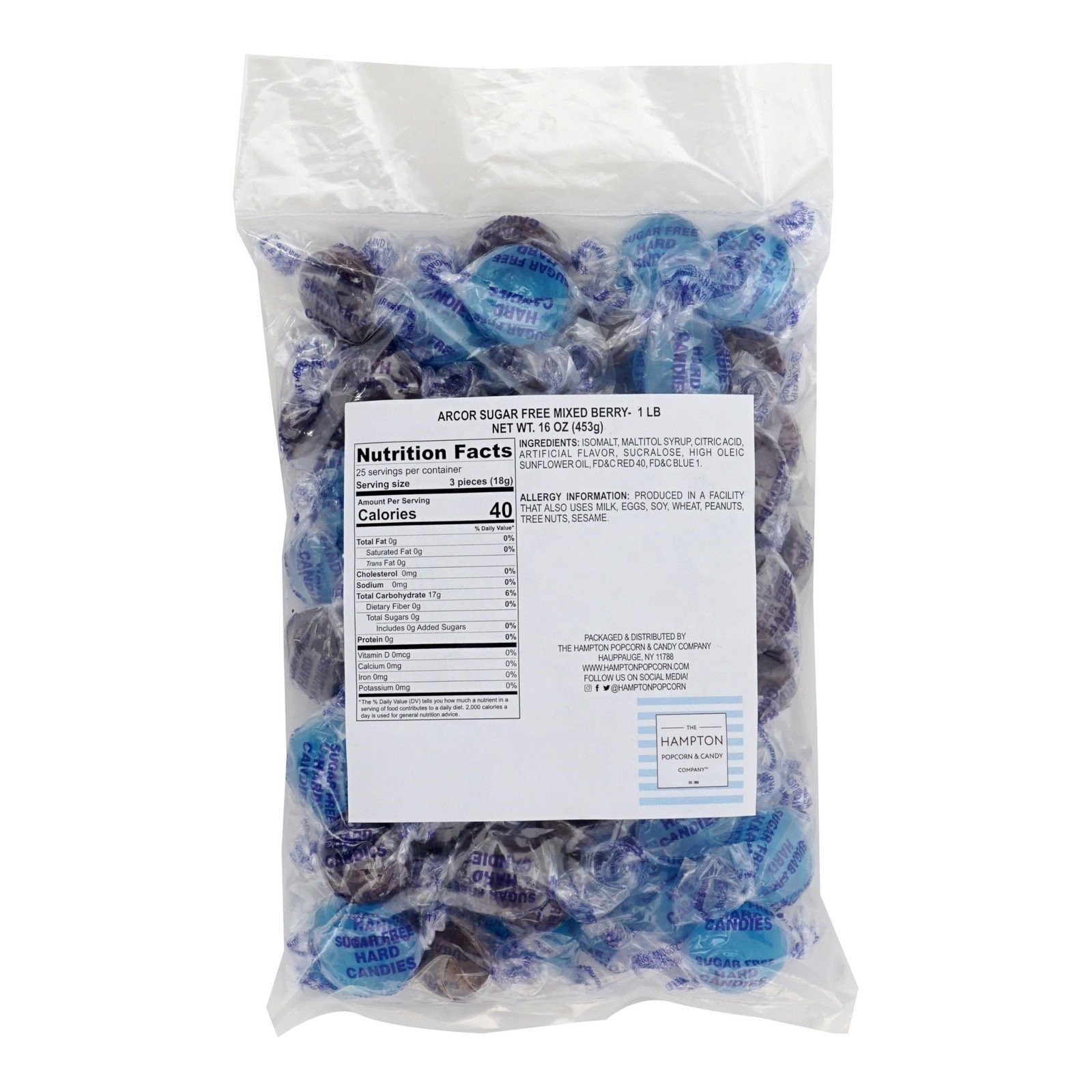 Arcor Sugar Free Mixed Berry Hard Candy, 1 Pound Bulk Bag (Approx. 70...