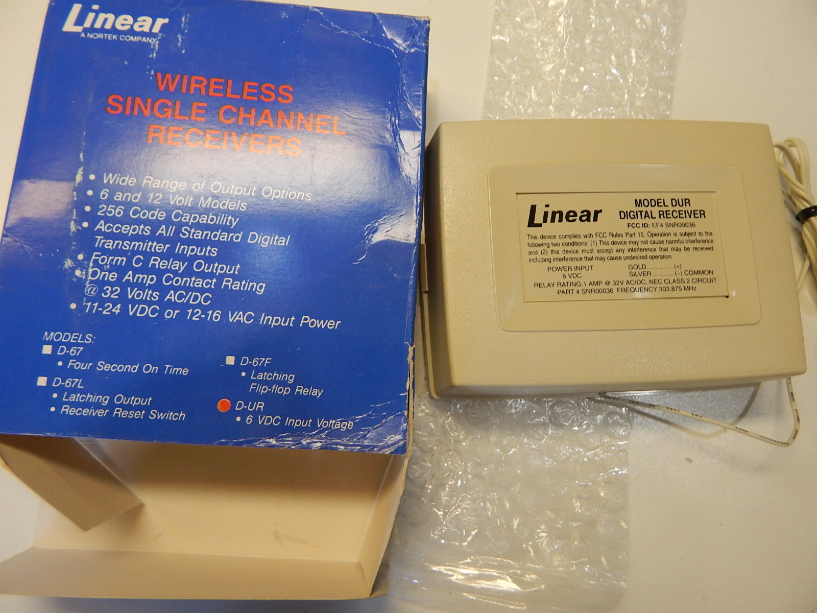 LINEAR D-UR DUR WIRELESS SINGLE CHANNEL RECEIVER