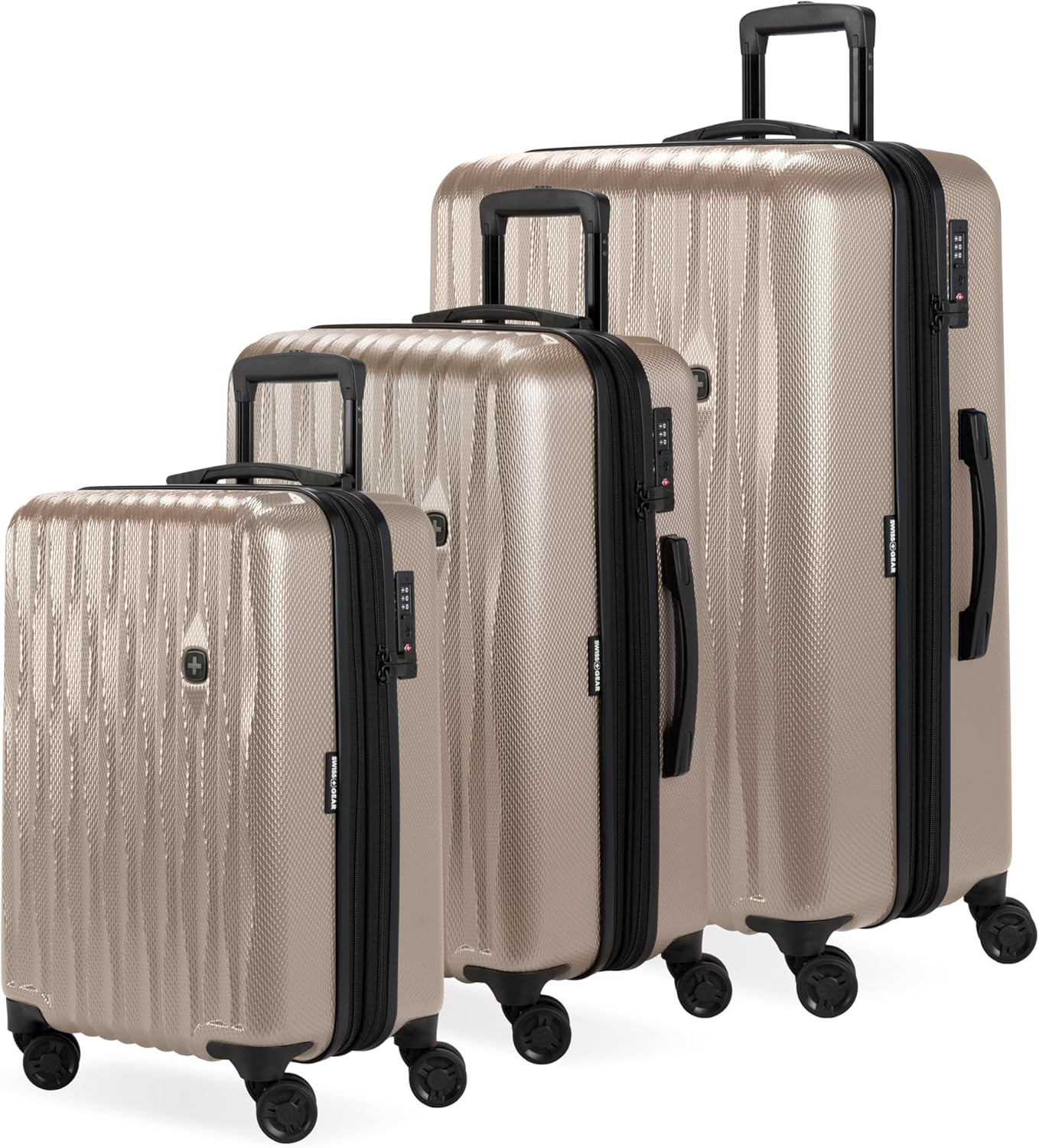 7272 Energie 3 Pcs Hardside Luggage Set Expandable Spinner Wheels TSA Lock Gold