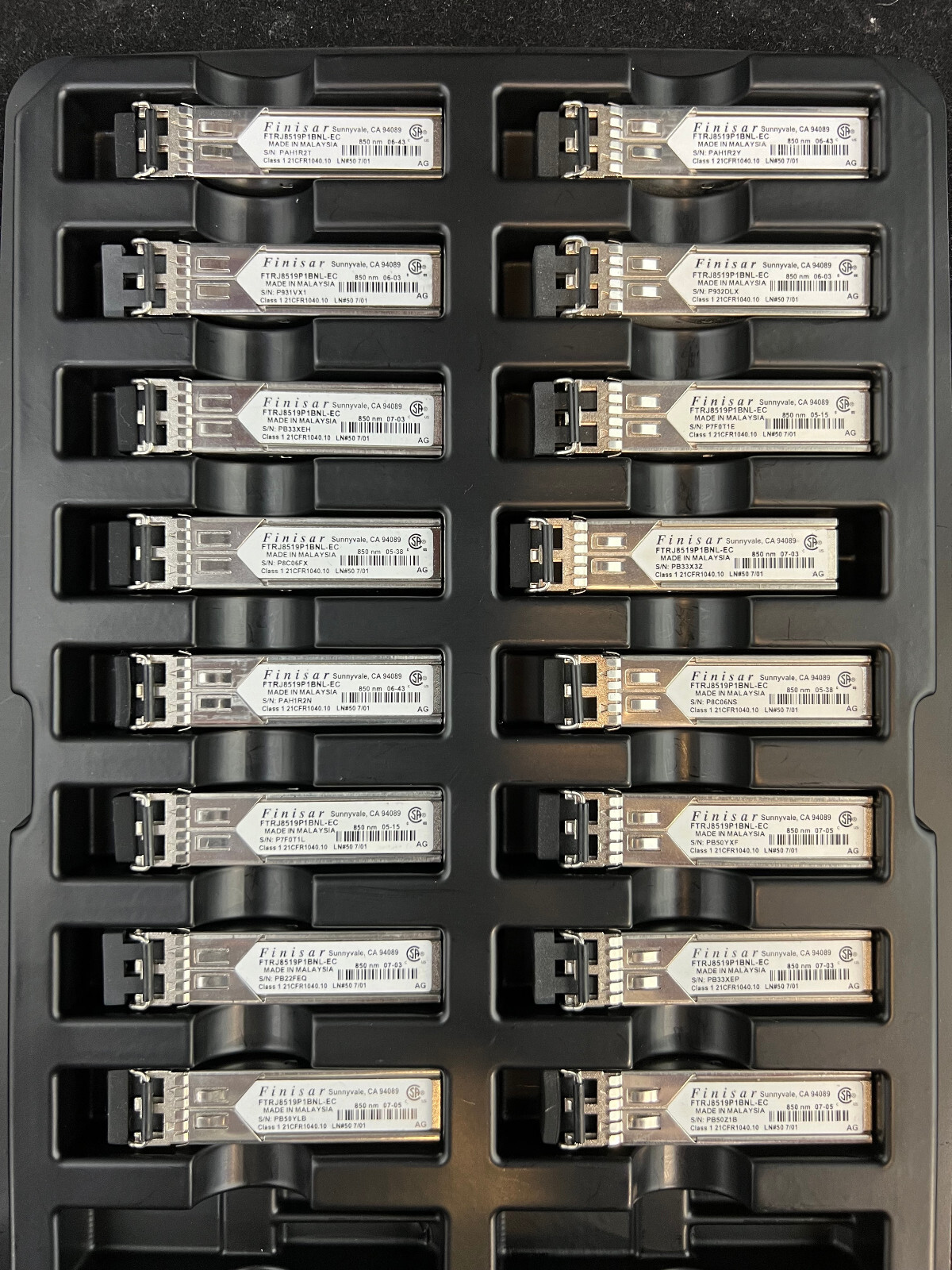 ***LOT OF 16*** Finisar Original FTRJ8519P1BNL-EC 1G 500m 850nm EXT-Temp