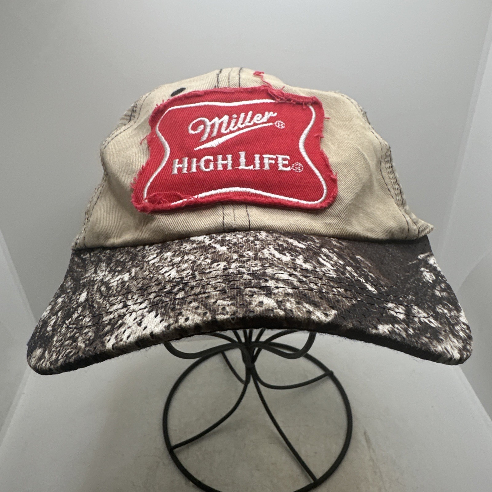 Miller High Life Patch Camo Bill Mesh Trucker Snapback Hat Camo/Brown