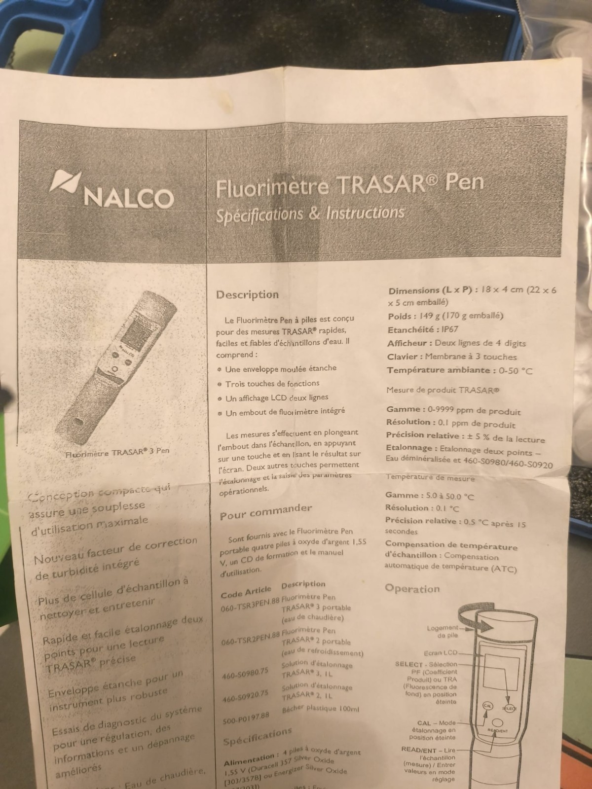 TRASAR 2 PEN FLUOROMETER