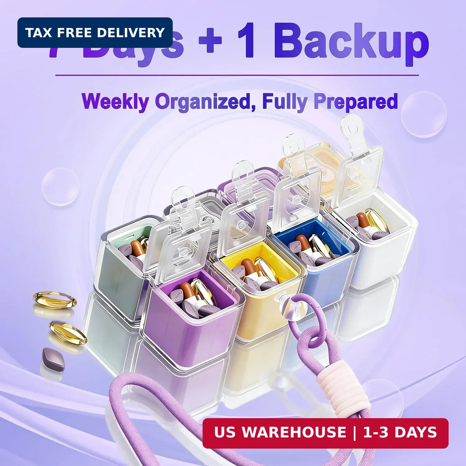 Weekly Pill Organizer - Foldable Travel Pill Organizer Magic Cube - Large Daily
