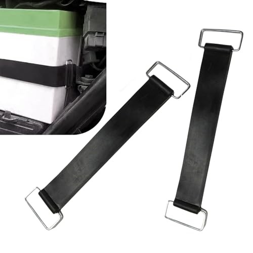 2PCS Motorcycle Battery Straps, Rubber Tie Down Straps with Metal Buckles,