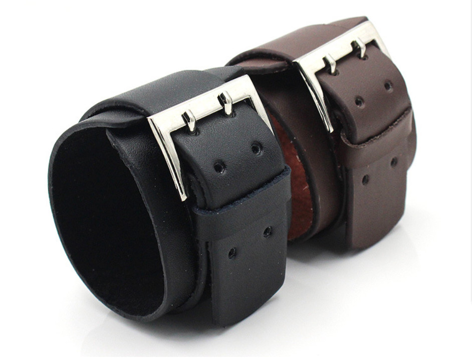 Man and Women Punk Fashion Wristband Leather Wide Bracelet Adjustable Bracelet