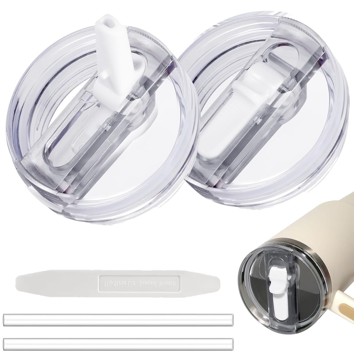 2 Pack 40oz Flip Straw Lid Replacement for Stanley Quencher, White