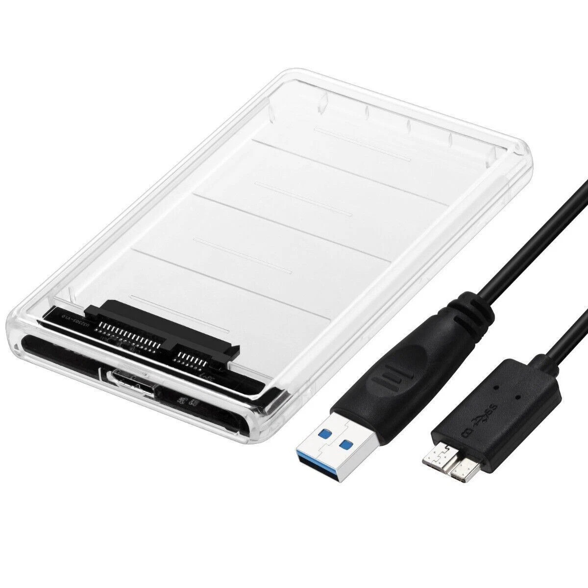 NEW Clear Hard Drive Enclosure 2.5 Inch USB 3.0 SATA Case External Caddy HDD SSD
