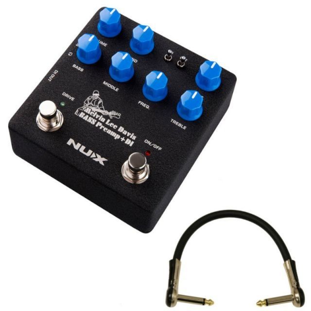 NUX MLD Bass Preamp + DI NBP-5 with L-Shaped Patch Cable 15cm