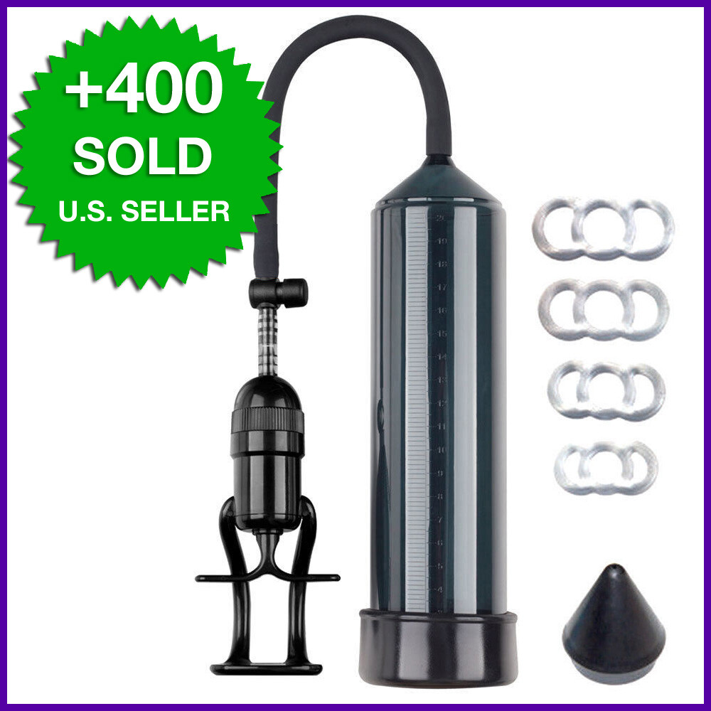 Male Advanced Penis Enlarger Vacuum Power Pump w/ Free Guider +4 Rings 9" Ed Aid