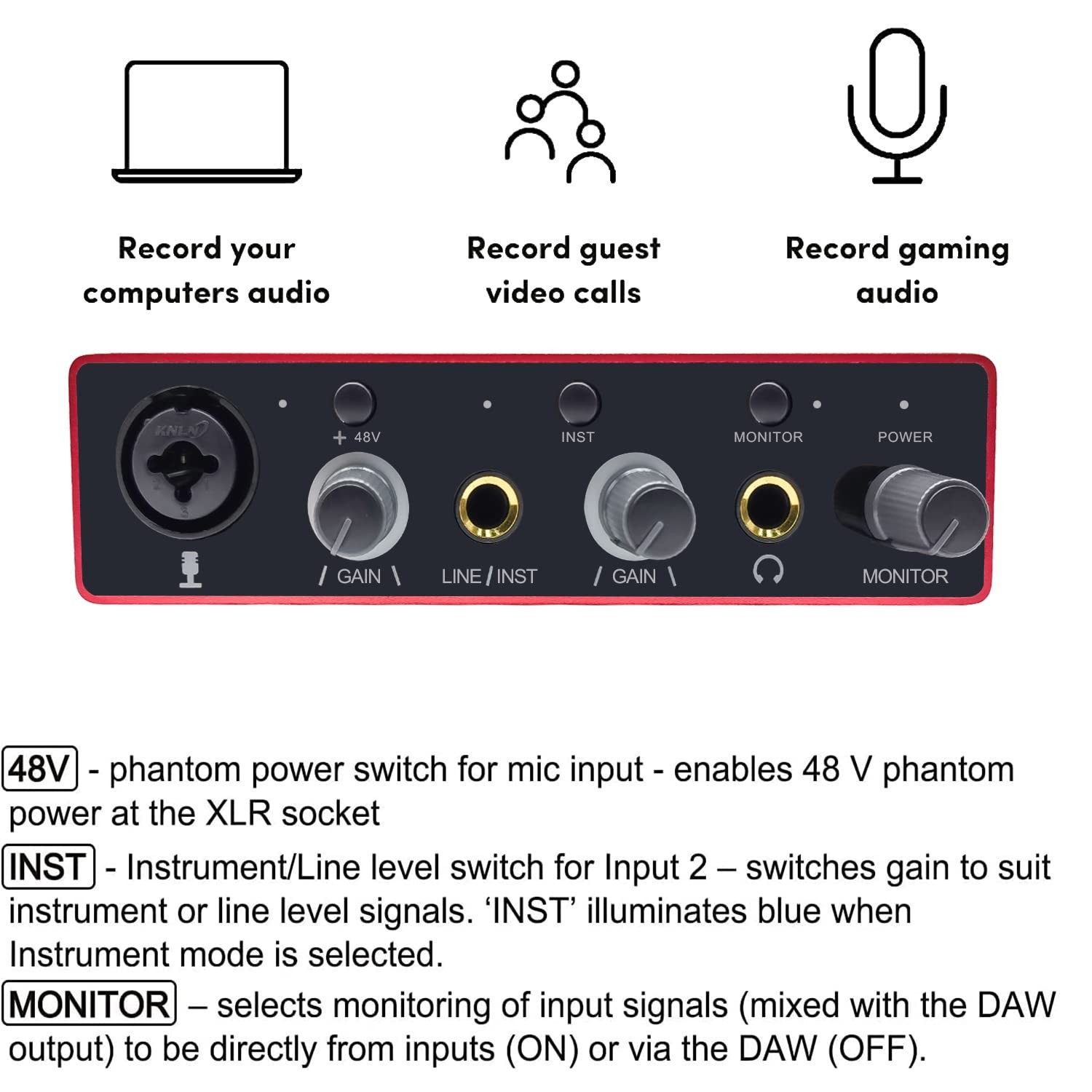 Audio Interface USB Audio Interface with Mic Preamplifier USB Audio Mixer Rec...